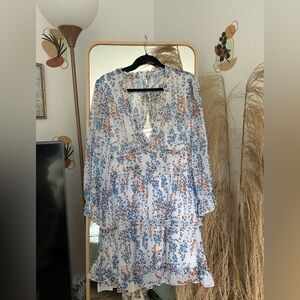 Floral V-Neck Long Sleeve Dress